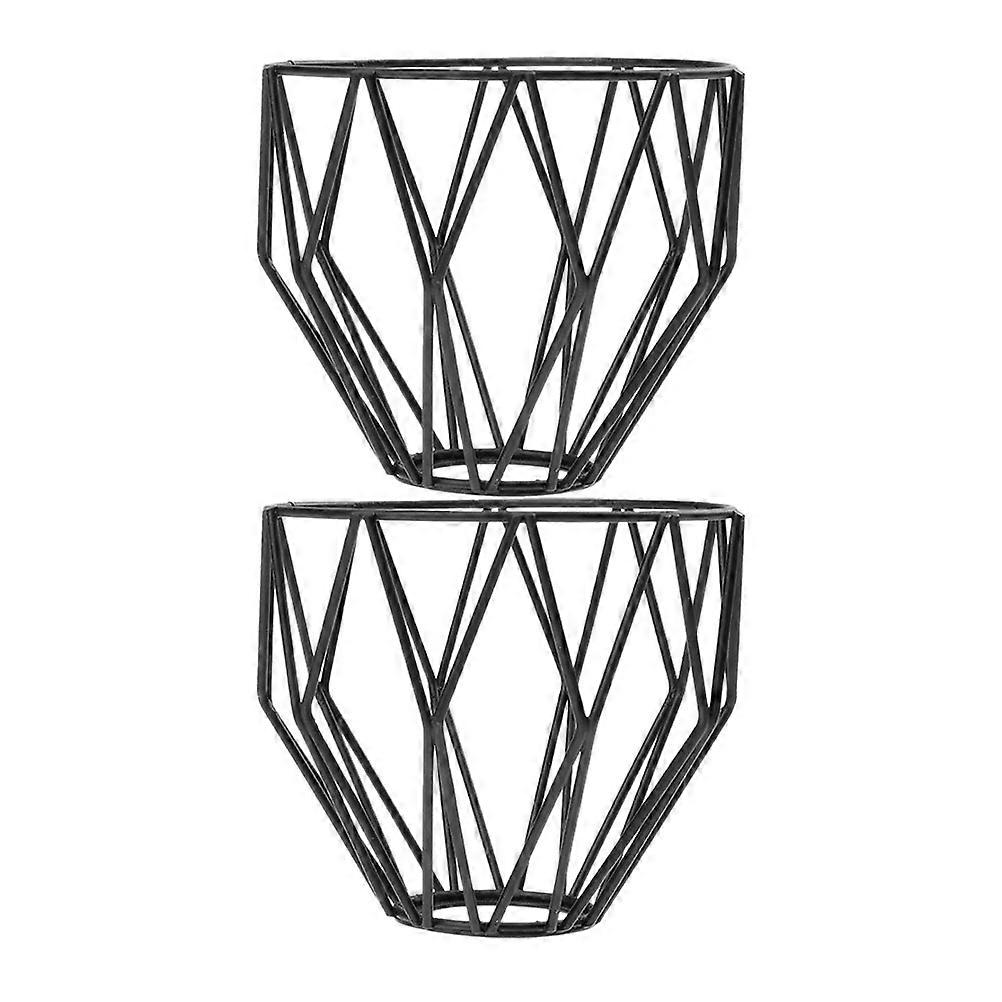 Black Iron Pendant Light Shade for Decor 2Pcs Light Bulb Cage Wrought