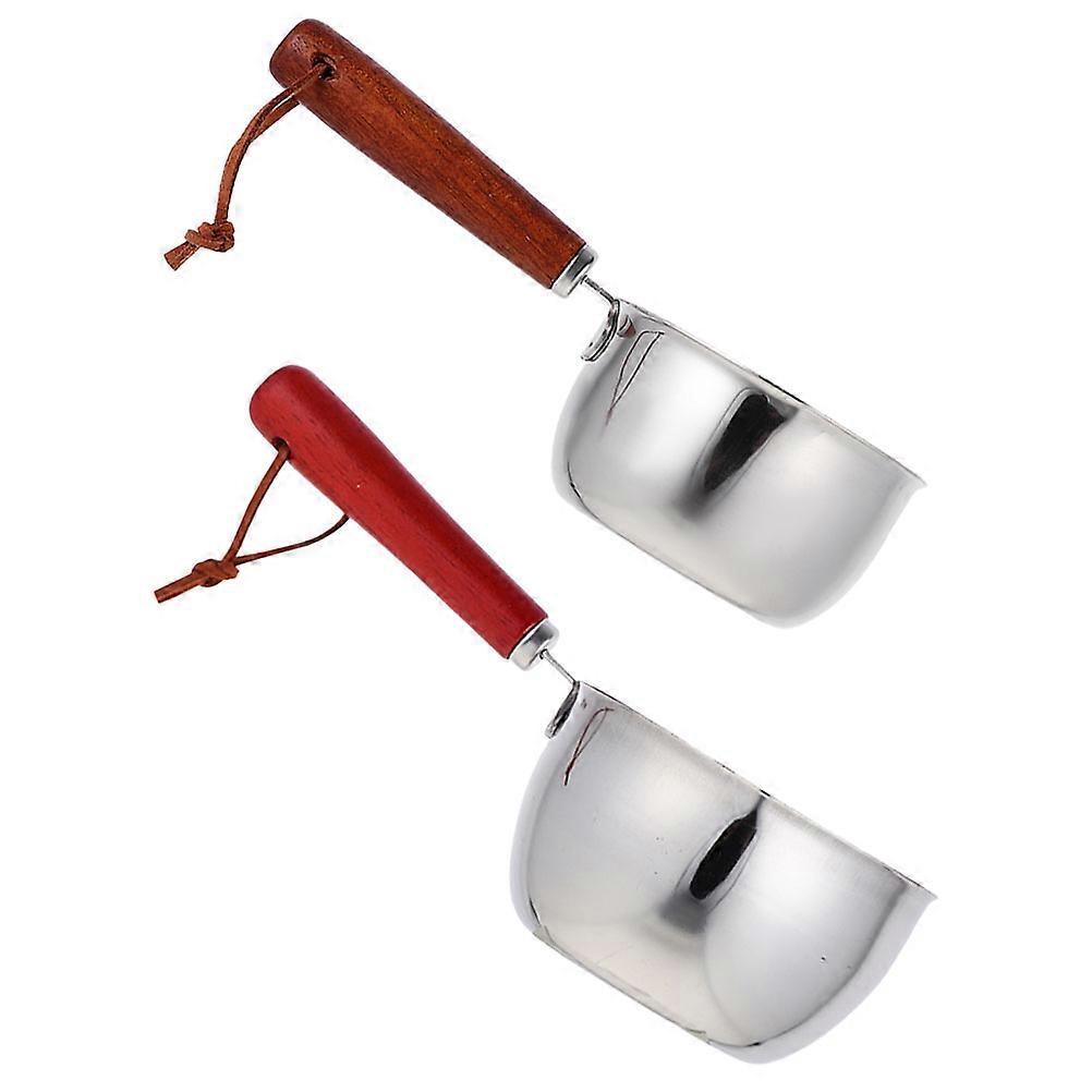 Hot Oil Small Pot for Pouring Oil 2Pcs Silver Multi-Functional Kitchen Pot