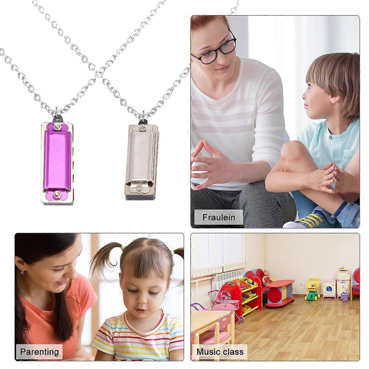 Silver 4 Hole Harmonica Instrument for Playing 2Pcs Beginner Music Toy