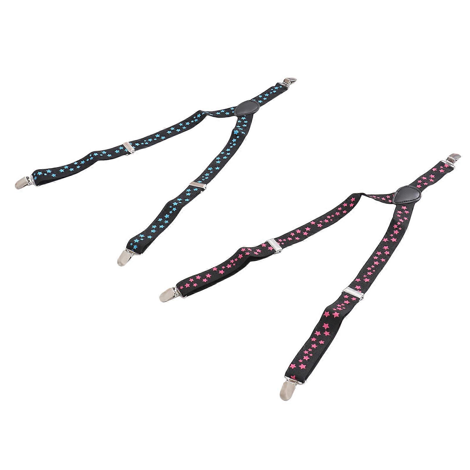 Back Strap Kids Suspender Clip-on Function 2Pcs Star Printed Trouser Strap