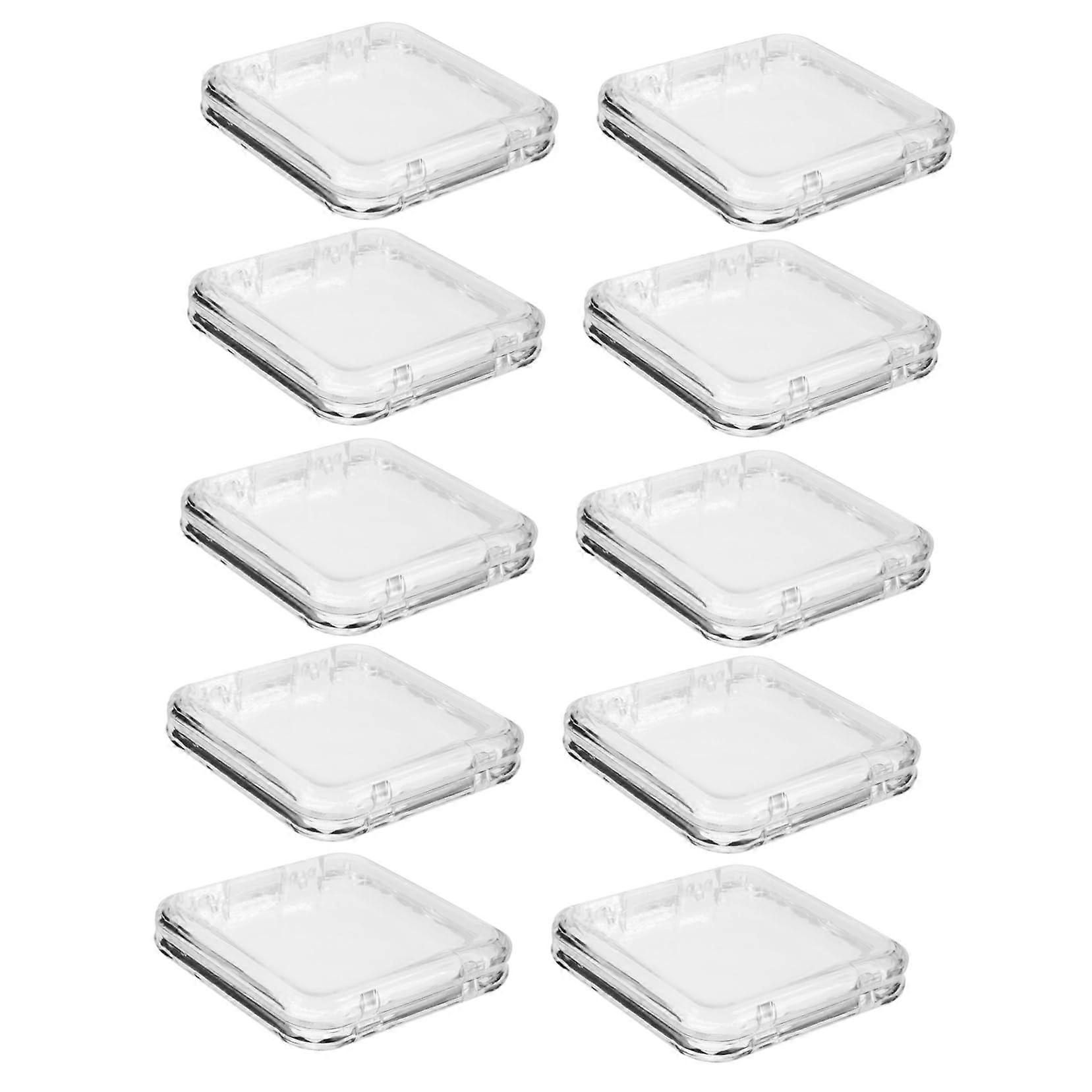 10pcs Clear Storage Box for Nail Supplies and Small Accessories Stackable Square Case