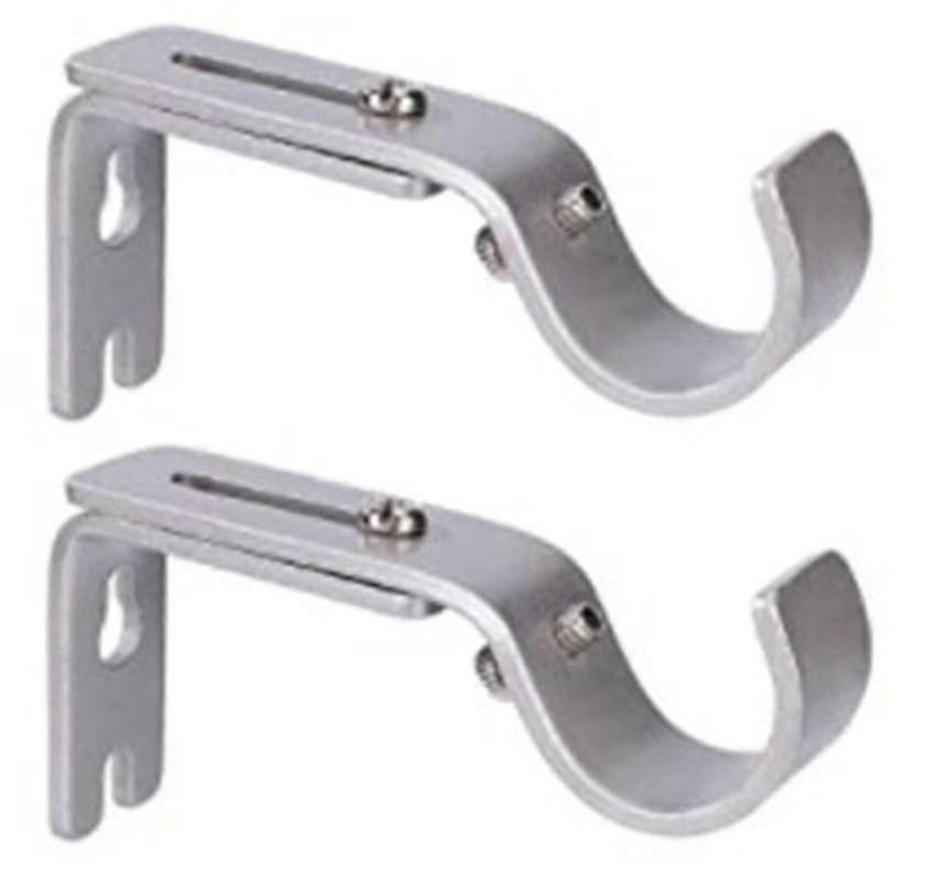 2 Pcs Adjustable Wall Bracket Curtain Rod Bracket, Curtain Rod Bracket - Silver