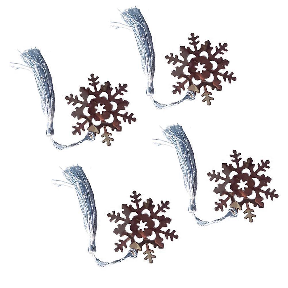 Tassel Bookmark Metal Snowflake Shape for Note Marking 4Pcs Collection
