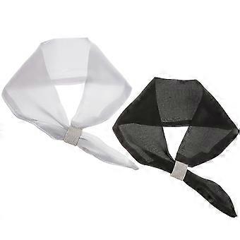 Écharpe de cou ornée de strass brillants pour femme, avec 2 foulards élégants en soie.
