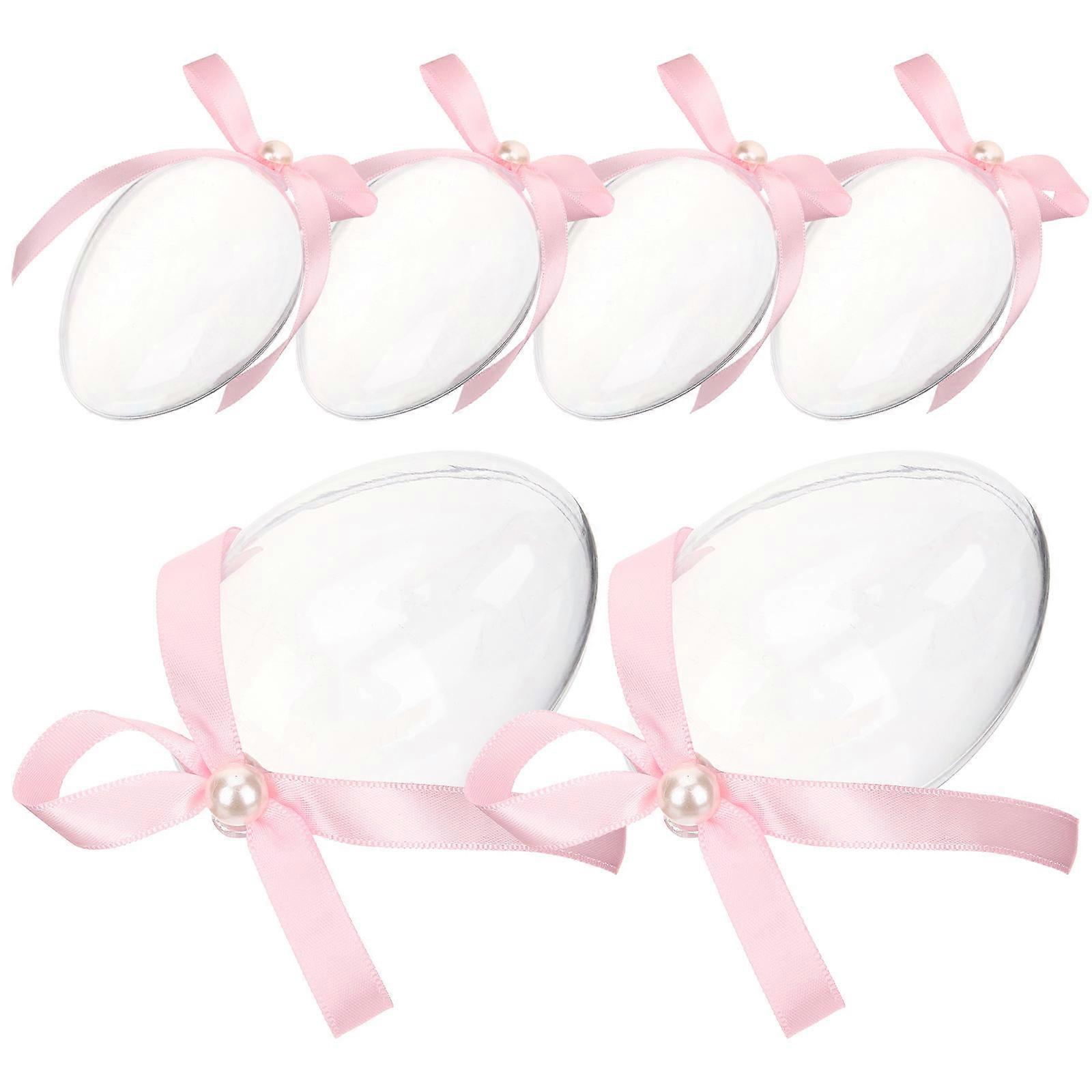 Clear Egg Shape Easter Candy Box Candy Holder for Decor 6Pcs Pink Plastic