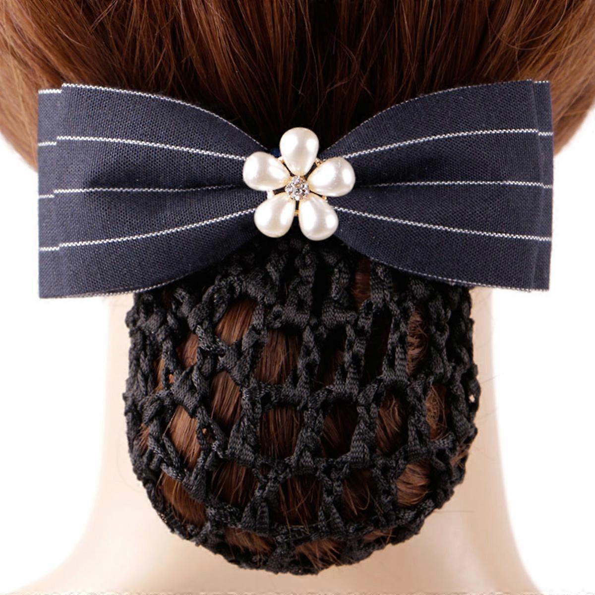 Rede de cabelo com laço e pérolas para decoração. Use com rede grossa.