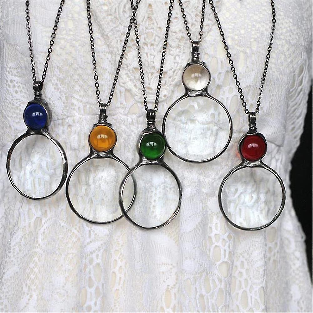 Collana con ciondolo a forma di lente d'ingrandimento, regalo vintage, ciondolo con lente d'ingrandimento per anziani, per ingrandire i giornali Bi...