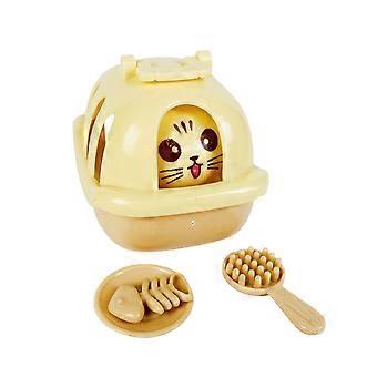 1 Set Poppenhuis Miniatuur Schattig Creatief Lichtgewicht Kinderen Speelhuis Speelgoed Simulatie Cartoon Kat Hondenhuis voor Kinderen KAESI