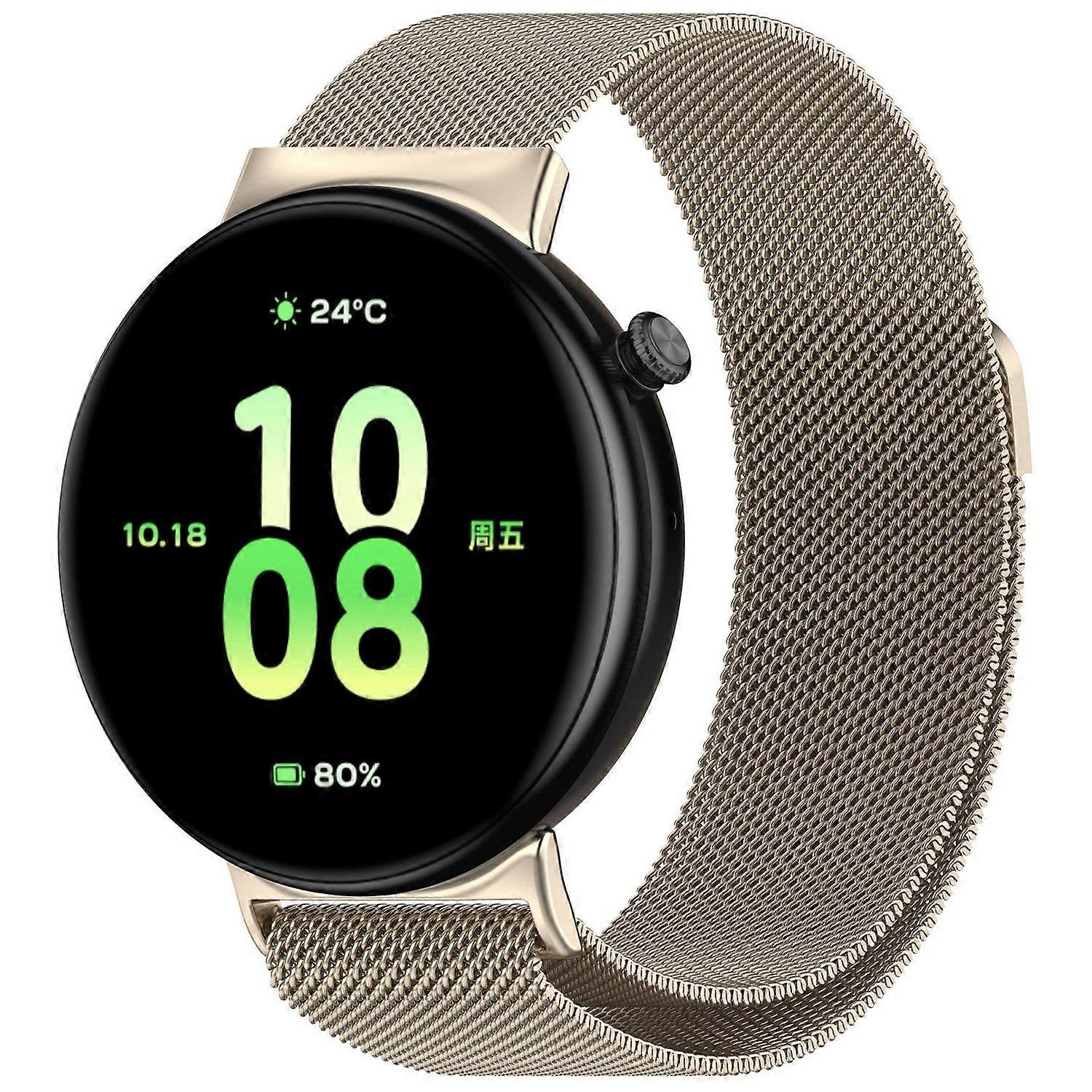 For Honor Watch Fit Milan Metal Steel Mesh Replacement Band with Magnetic Clasp Beige