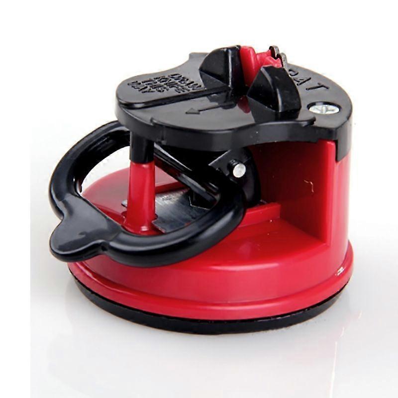 Red Knife Sharpener with Suction Cup Kitchen Tool