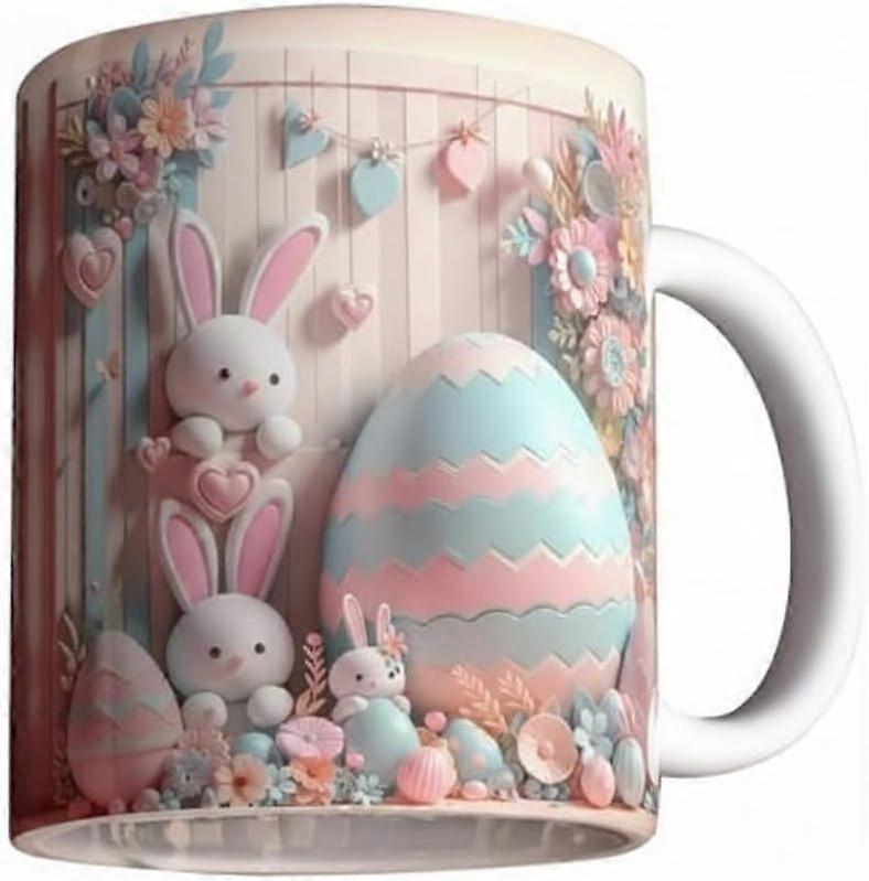 RUIYUE Ceramic Mug,3d Easter Ceramic Rabbit Mug, Easter Bunnies Mug, Ceramic Rabbit Mug, Easter Ceramic Coffee Mug, For Coffee/Milk/Tea