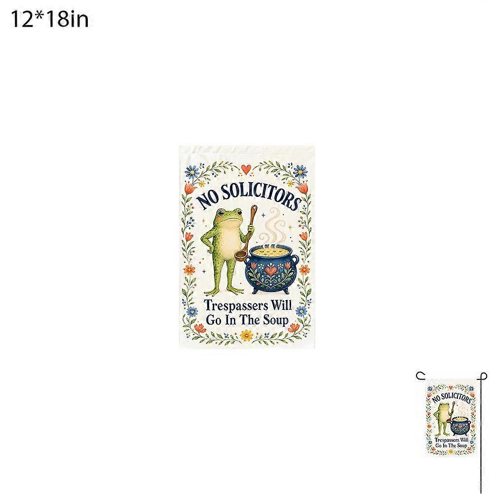 No Soliciting Garden Flag Funny Frog Polyester Yard Sign