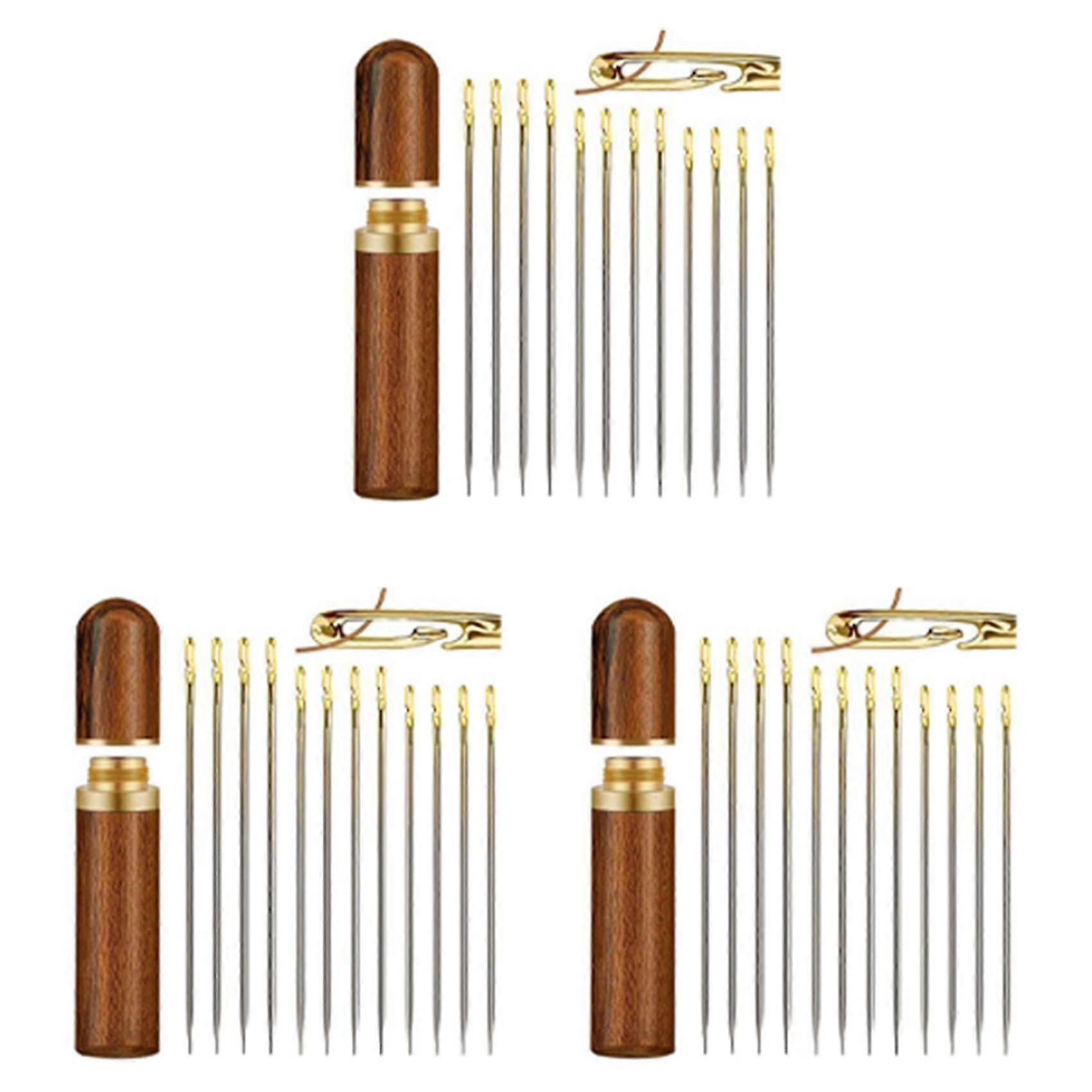 3X Self-Threading Needles,Sewing Needles compatible with Hand Sewing,compatible with the Elderly,Easy Side Threading Stitching Pins A