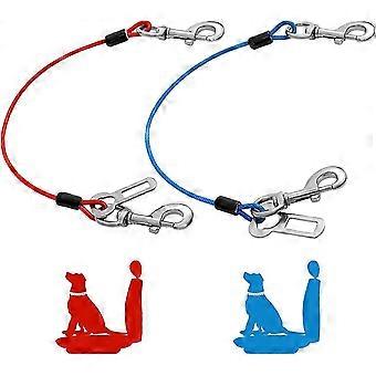 Dog Car Accessories: 2pcs Coated Wire Seatbelt Harnesses, Chew Proof Safety Leash with Double Clips & Latch for Vehicles-zyjs