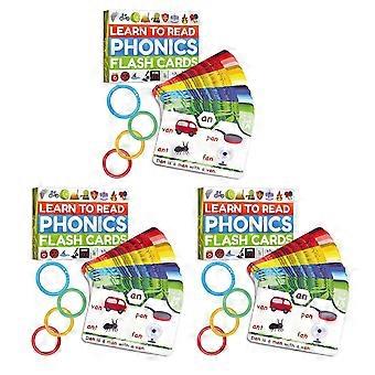 Lær at læse Phonics Flash Cards Ordforråd Opbygning Flashcards Børn Tidlig læring Ord Klasseværelse Undervisningsværktøj