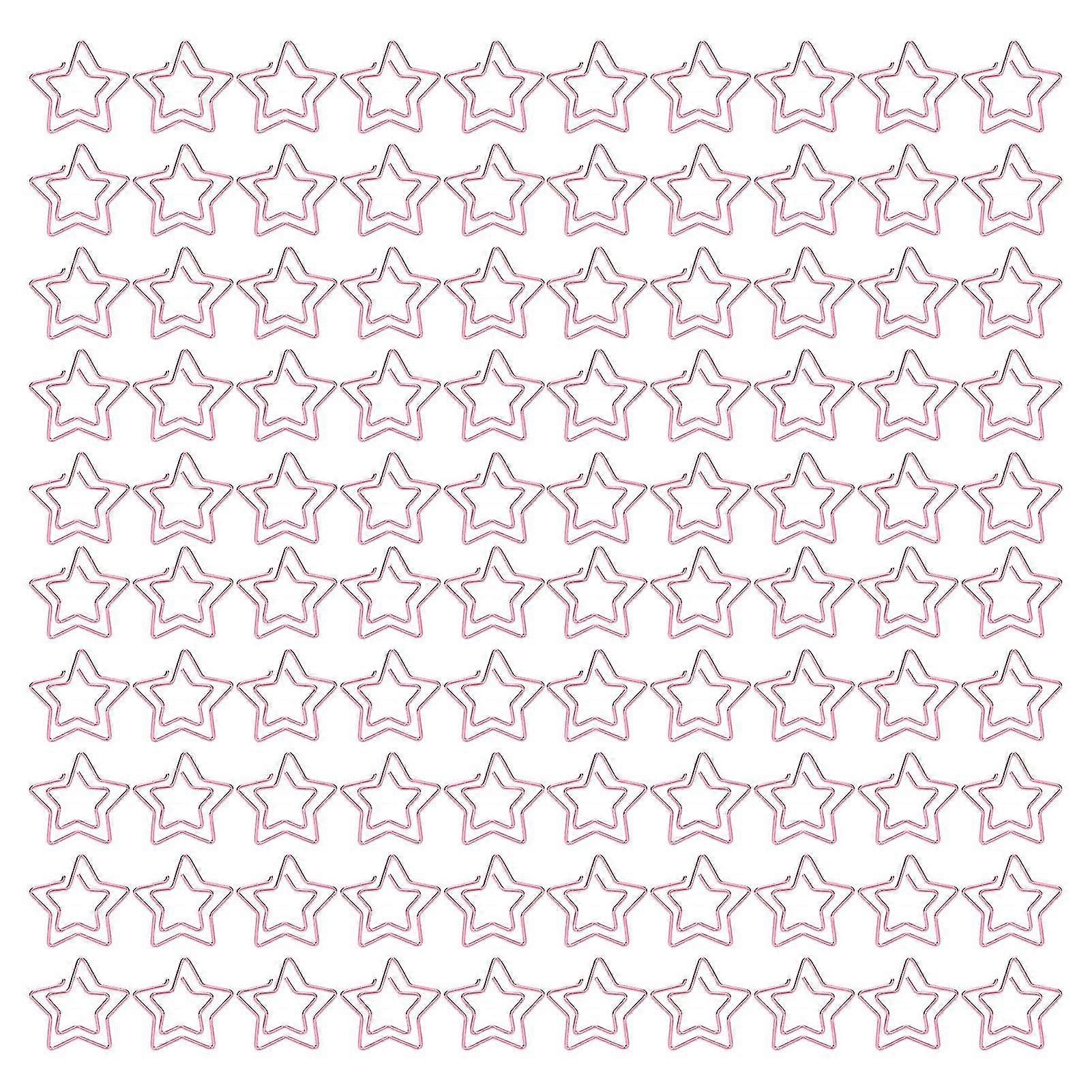 Star Shape Paper Clips, Pink, Rustproof Metallic Clips