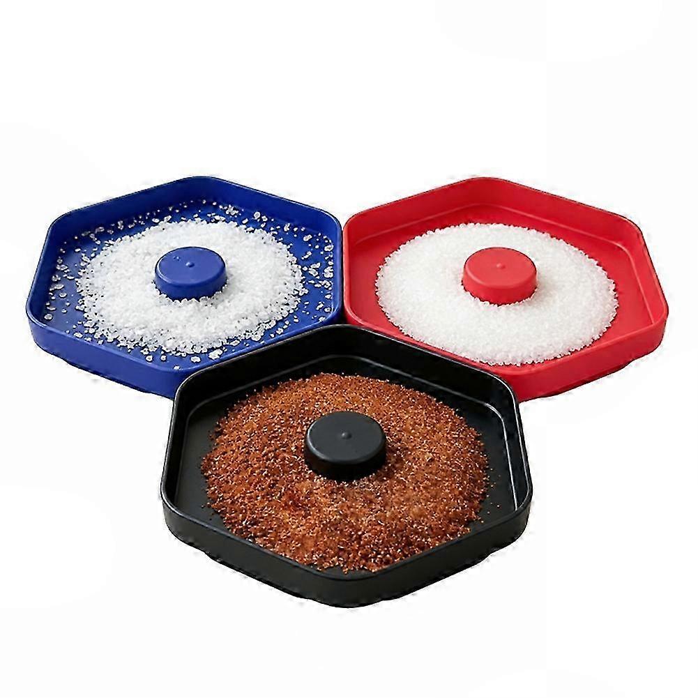 Stackable, Color-Coded 3-Piece Hexagonal Cocktail Rim Set with Sponge