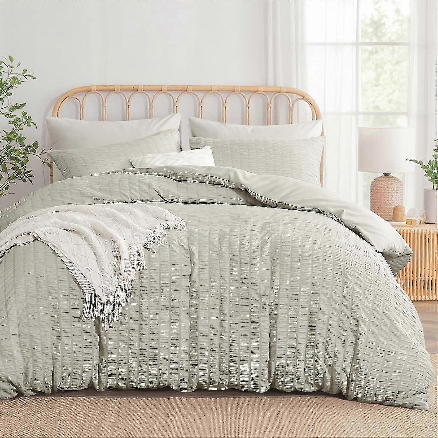 Soft Seersucker Double Bed Set