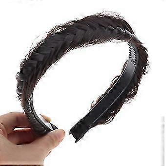 Fluffy Braided Hair Headband, Invisible Plaited Hair Hoop, Soft Braid Hairpiece for Women, Black & Brown
