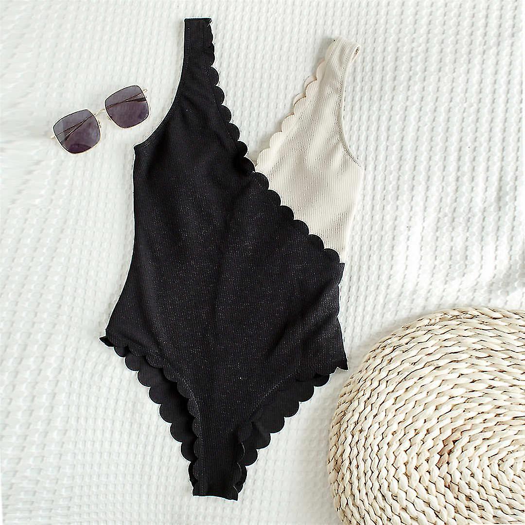 Splicing High Cut One Piece Badeanzug