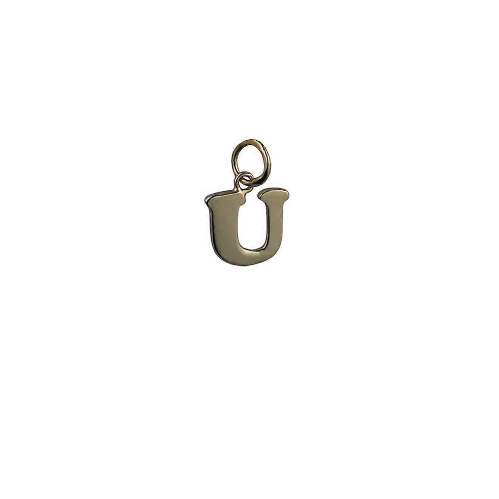 9ct Gold 11x11mm plain Initial U Pendant or Charm