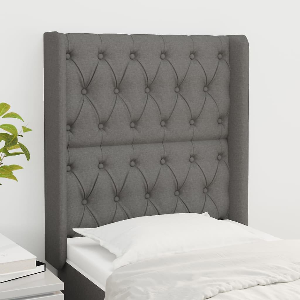 Headboard with Ears Dark Grey 83x16x118/128 cm Fabric