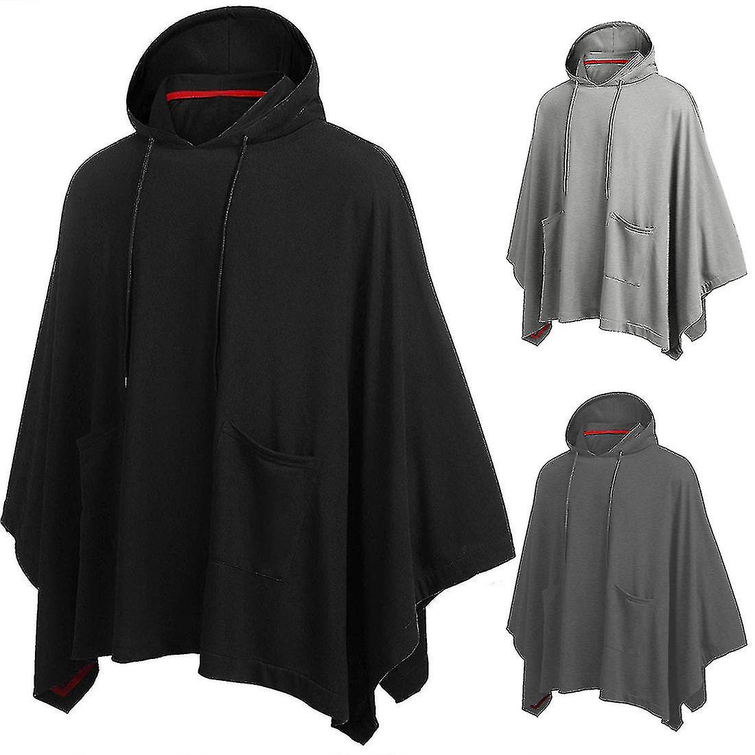 Hombres unisex casual con capucha poncho capa de capa de moda abrigo sudadera con capucha jersey con bolsillo