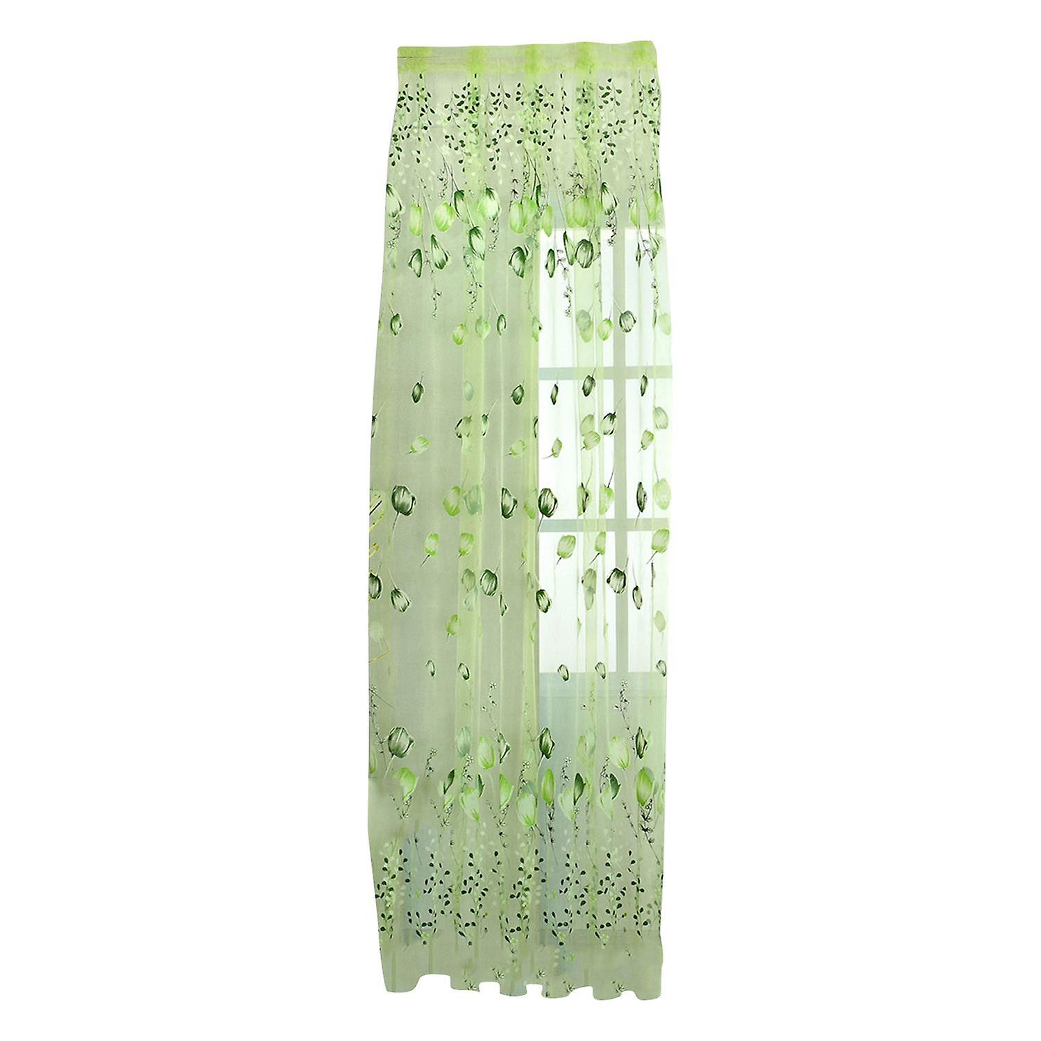 ZHOUBA Tulip Pattern Sheer Curtain No Odor Polyester Breathable Transparent Door Drape for Home