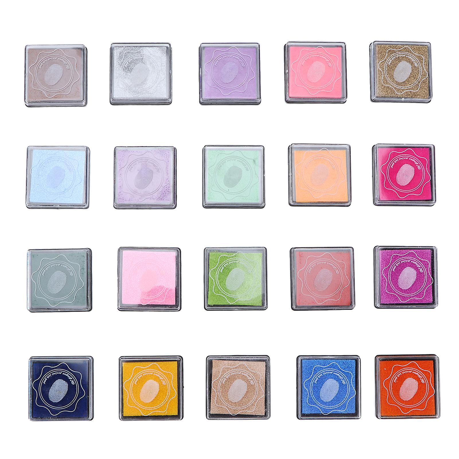 20pcs Ink Pads Bright Color Waterproof Safe Craft Oily Stamp Ink Pads for Graffiti Painting Stamping