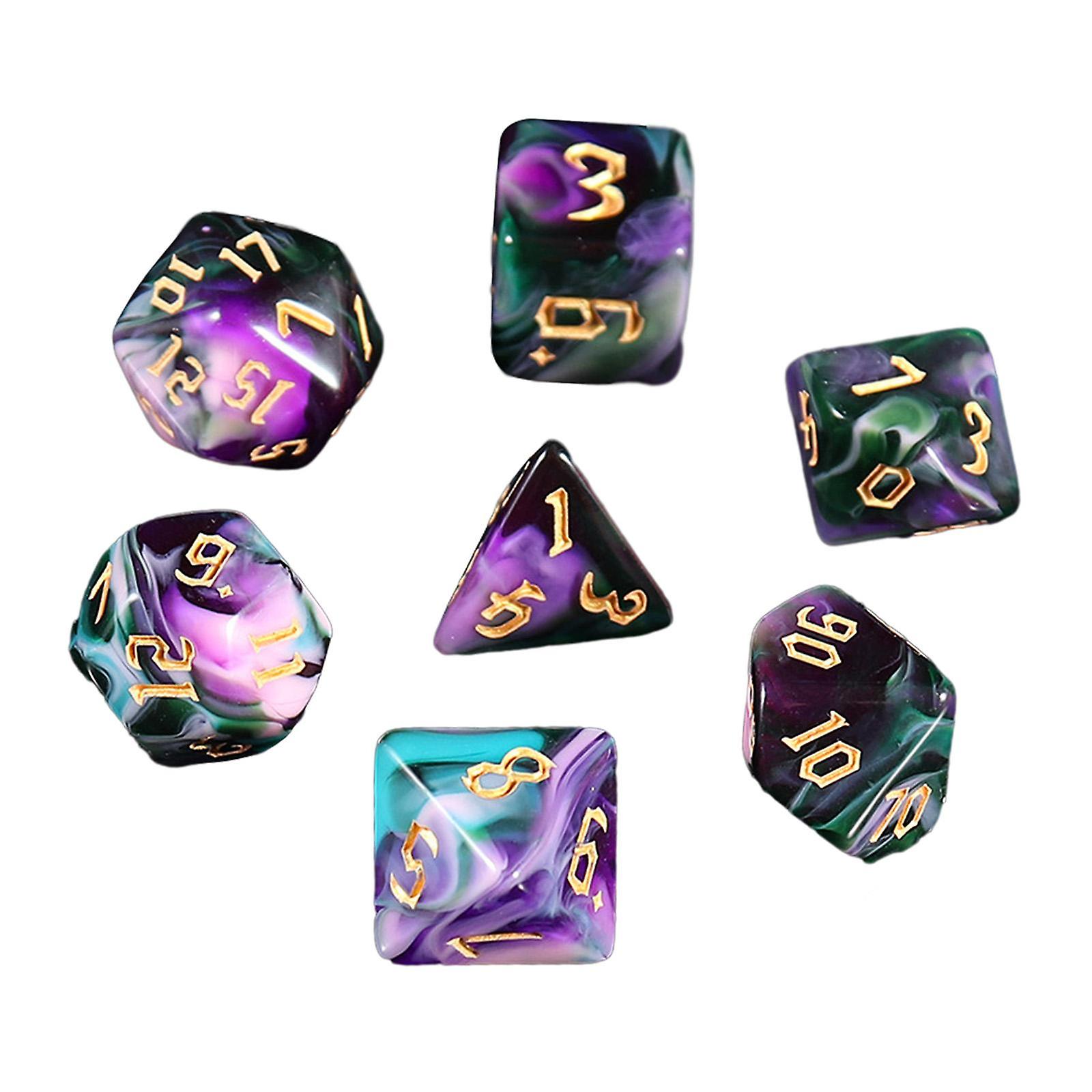 7 Pieces Acrylic Dices Board Game Classroom Accessories Polyhedral Dices Set Pink