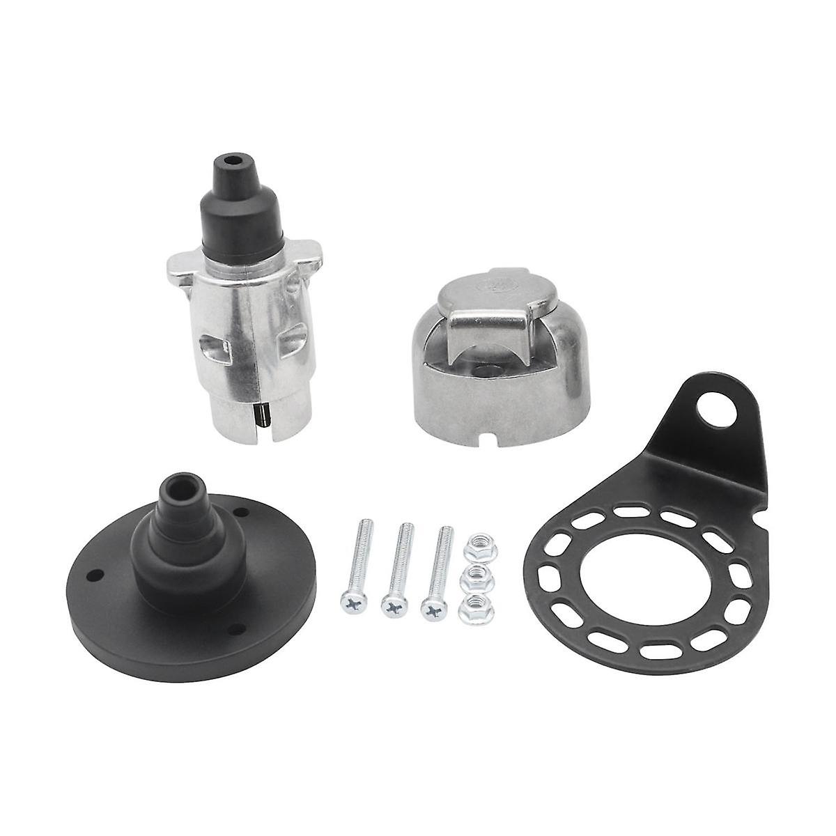 7 Pin Trailer Plug 12V Rv Sockets with Bracket for Trailer Signal Lamp Connectors Display Trailer A