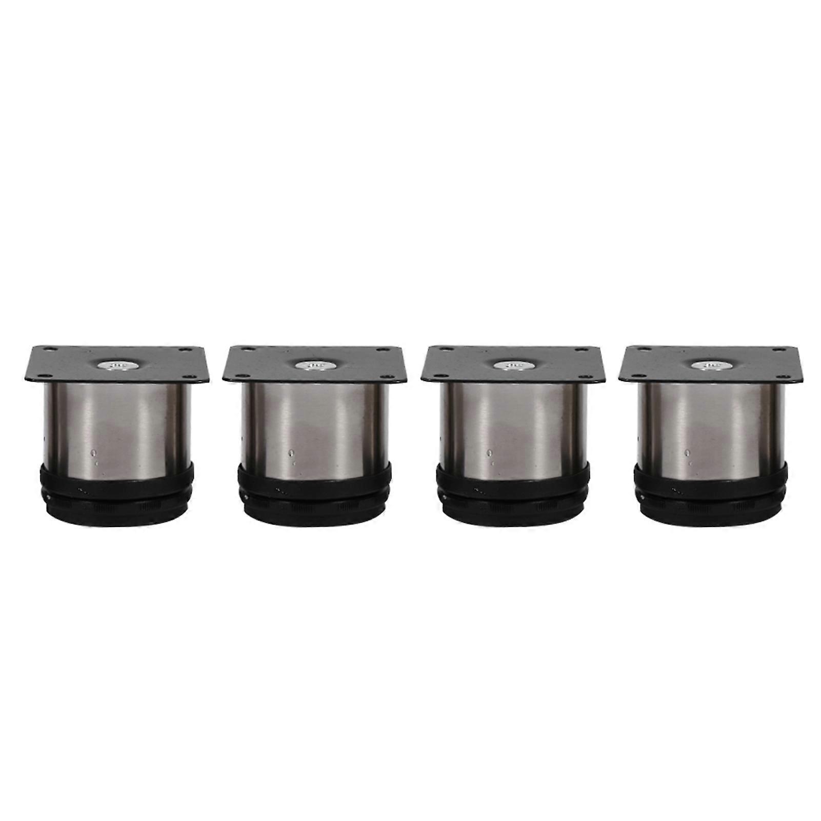 Set of 4 stainless steel height adjustable round cabinet feet, 60 x 60 mm