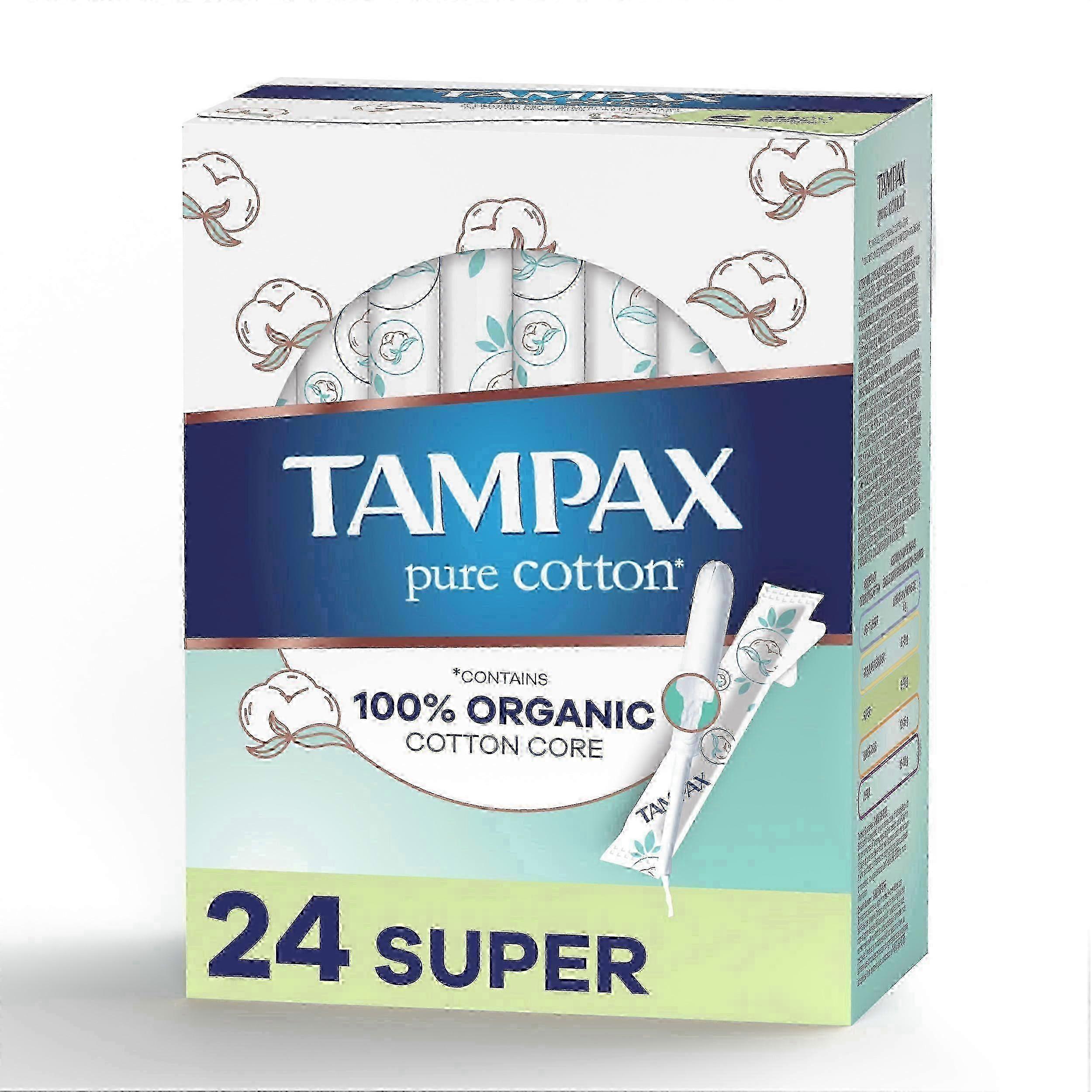 Ταμπόν Tampax από καθαρό βαμβάκι, Super Absorbency, 24 Ea