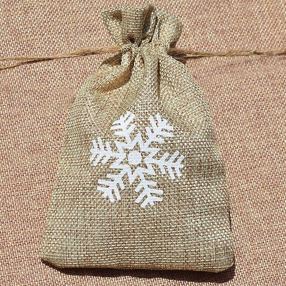 10pcs Printed Linen Drawstring Bags 15x10cm Small Storage Pouches
