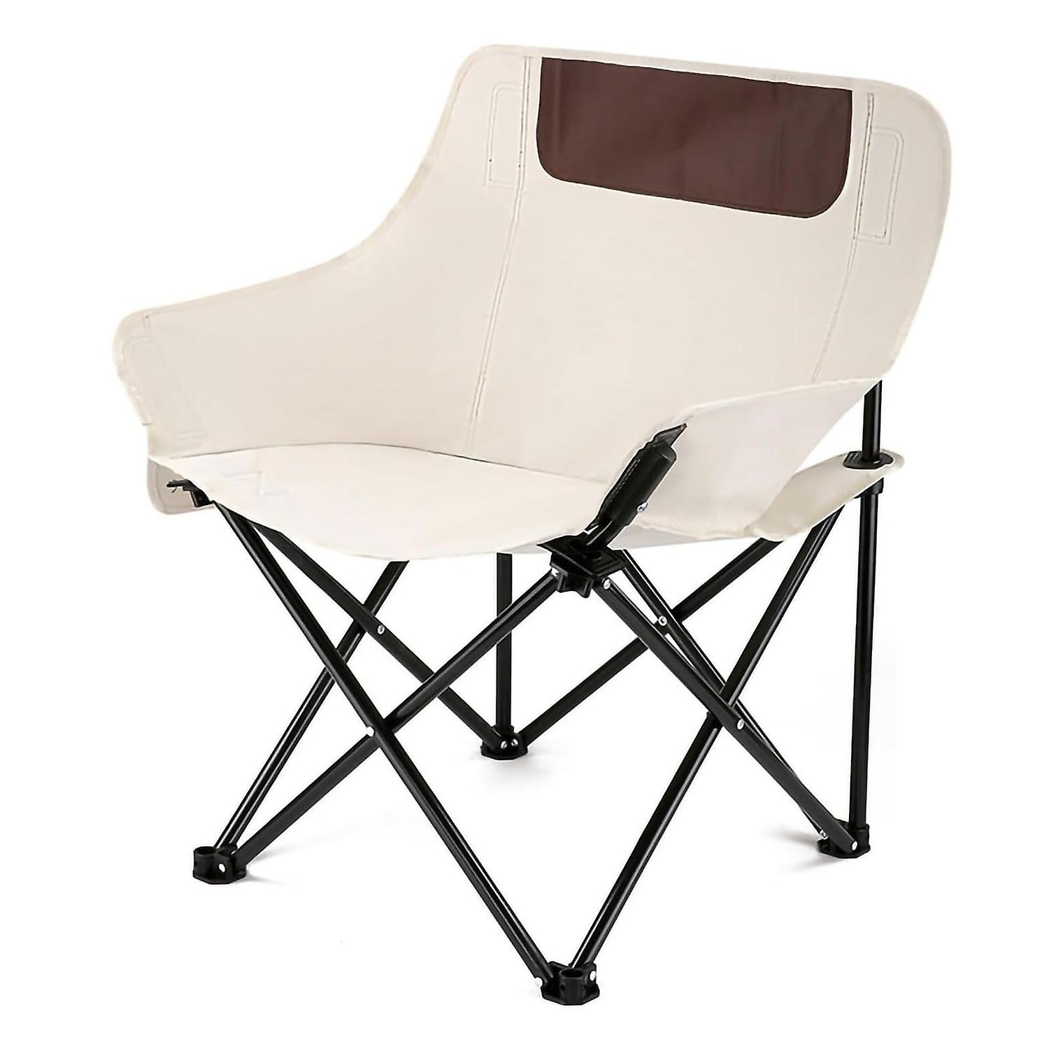 كرسي قمر تخييم خفيف الوزن قابل للطي متين 600D نسيج أكسفورد ، إطار مستقر ، سهل الحمل (أبيض