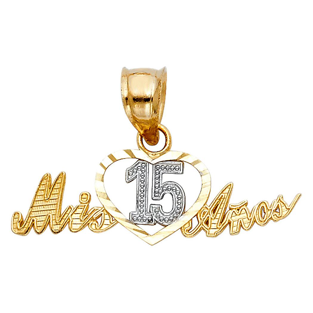 14Kイエローゴールド15年ペンダントネックレス25x11mm-女性用ペンダント - .8グラム