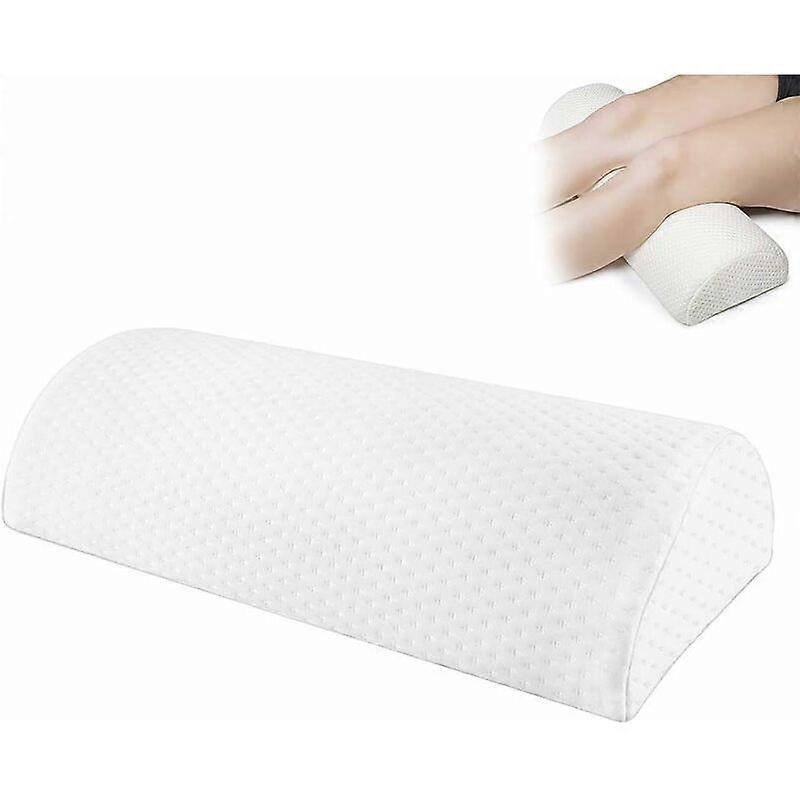Half moon shaped cushion, half cylindrical cushion, memory foam cushion, under table cushion, foam table cushion, white