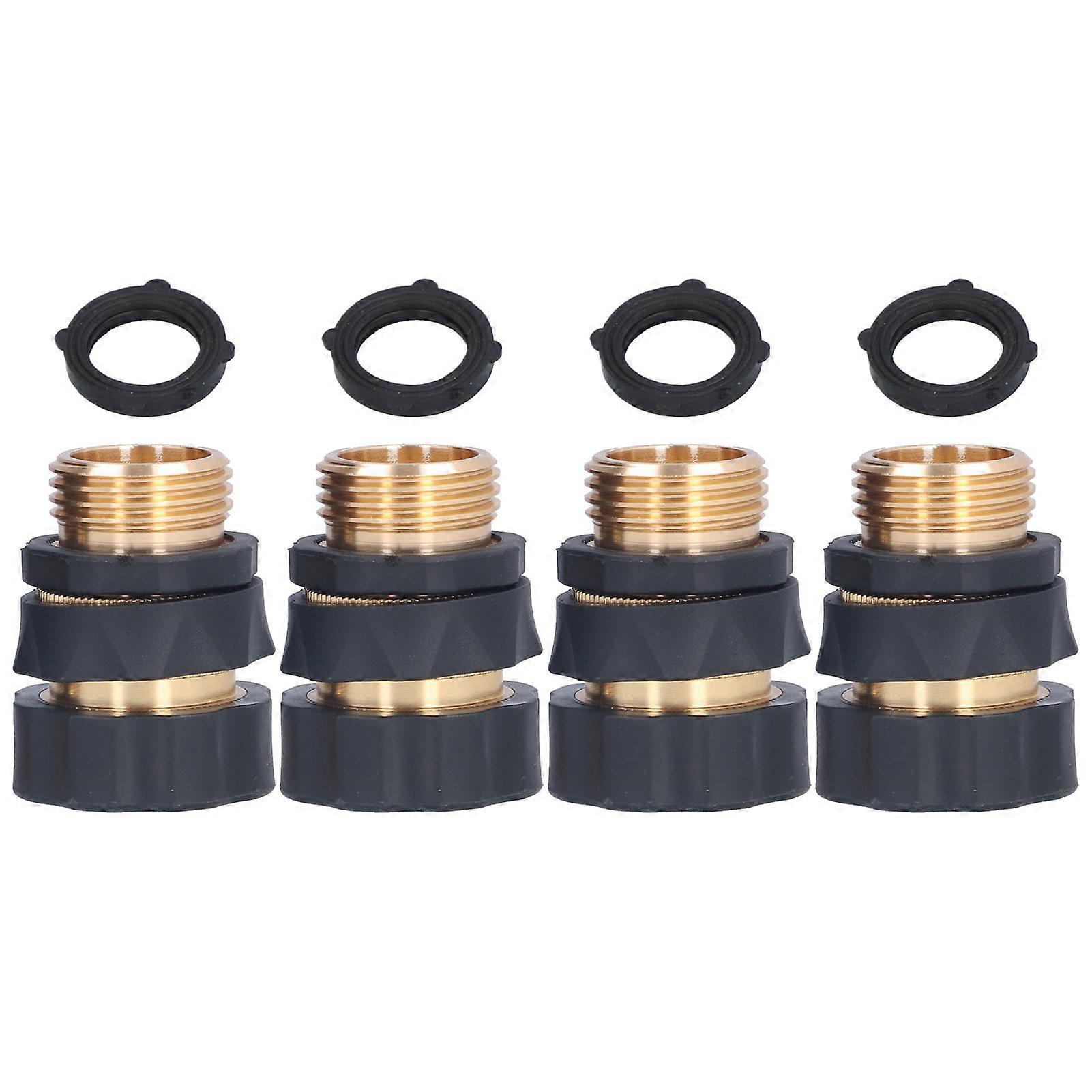 4Set Universal Hose Quick Connectors with Gaskets Brass Adapter Fittings Leakproof for Garden Irrigation NO.1955