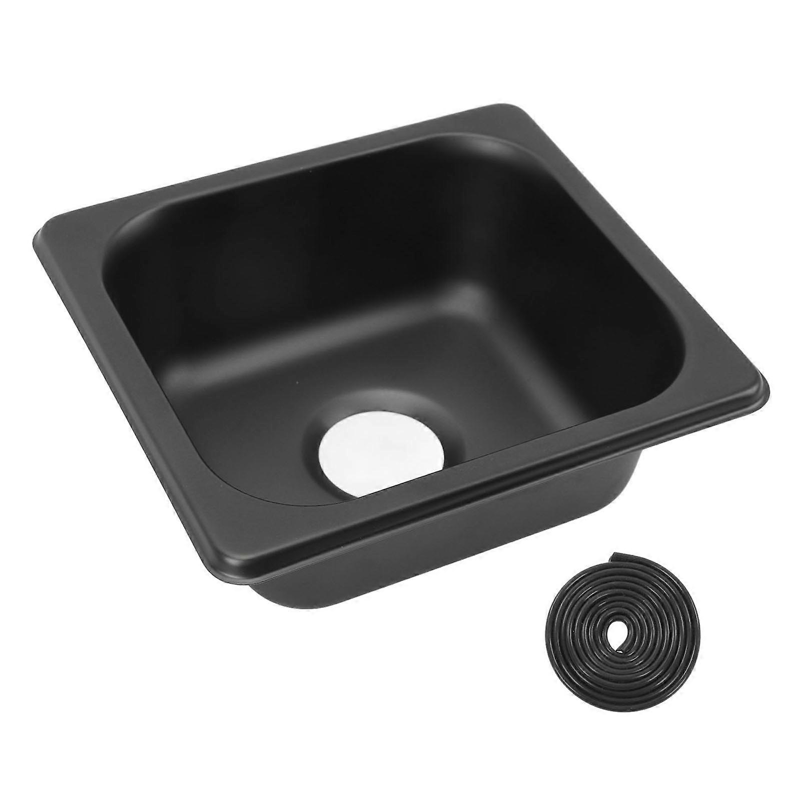 175 X 160 X 70mm RV Sink 304 Stainless Steel Black Electroplated Drop in Bar Sink for Boat Caravan RV Camper E2U611