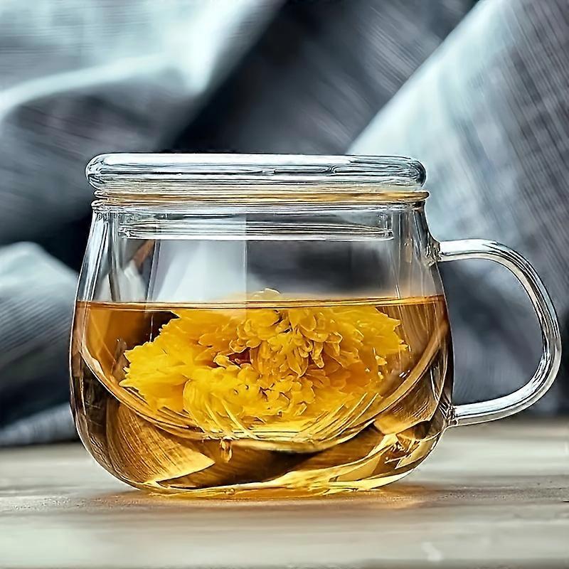 インフューザーと蓋付きガラスティーカップ、320ml / 10.8ozガラスティーマグ、クリアコーヒーマグ、飲用カップ、ウォーターカップ、ホームレストランオフィス用、ガラス製品のもの、