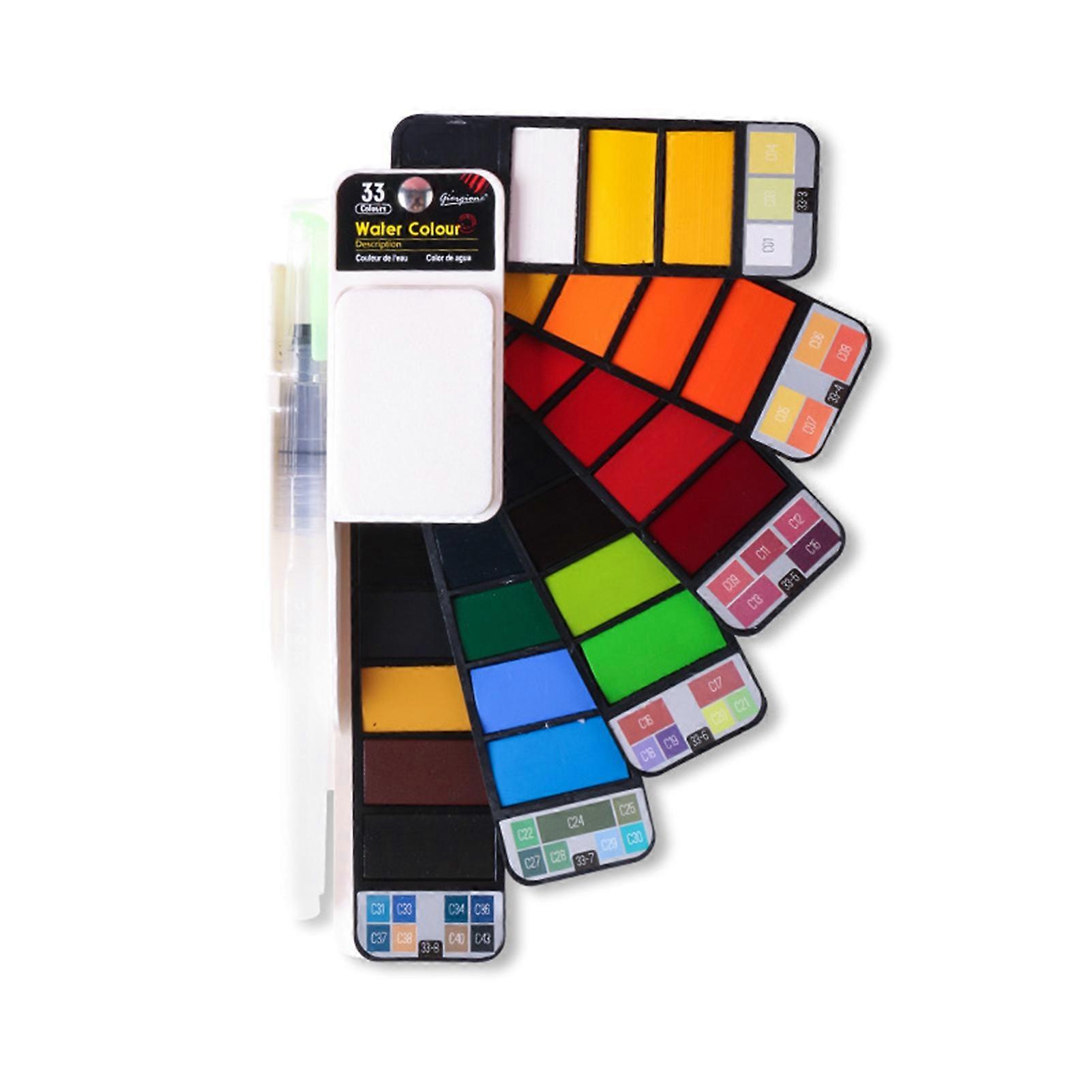 Watercolor Paint with Palette Set Rich Color Strongly Pigmented Lightweight Portable Travel Use Paint Kit