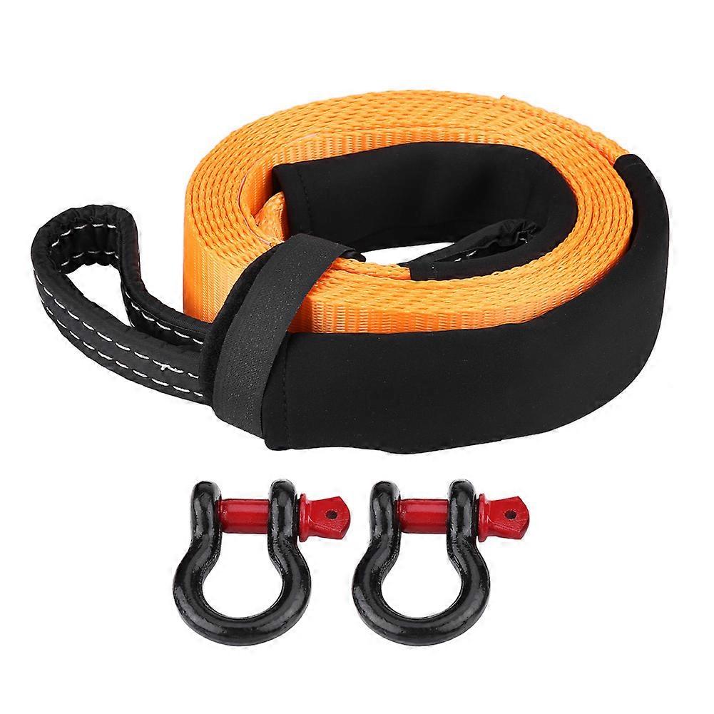 2 Inch 5T 5M High Strength Racing Car Tow Strap Towing Rope & 2 Small Sheaths & Small Hooks