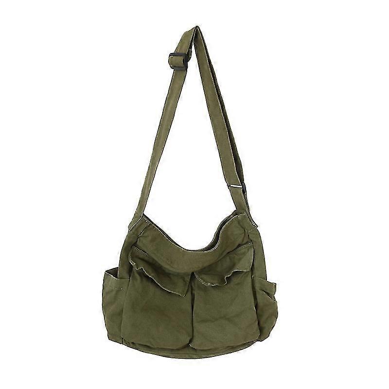 Canvas Messenger Bag Large Crossbody Bag With Multiple Pockets Shoulder Tote Bag For Women And Men