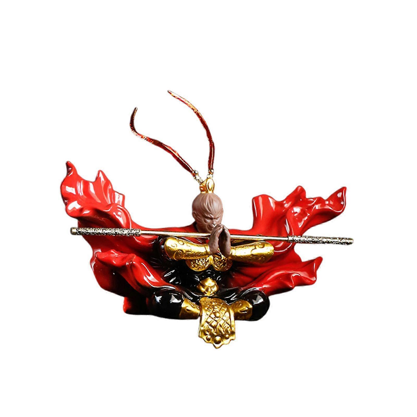 Monkey Statue Desktop Ceramic Cabinet Decor Indoor Monkey Figurine sitting