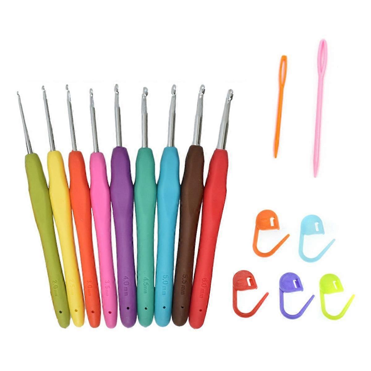 Crochet Hooks, Ergonomic Handle Crochet Hooks Set, Comfortable Smooth Crochet Needles Extra Long Knitting Needles,9PCS