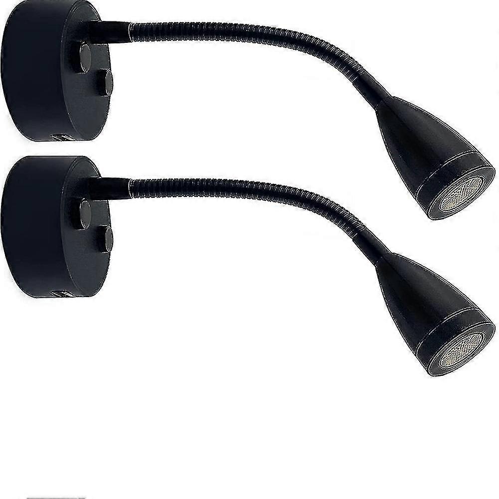 12v-24v Led Reading Light, Rv Dimmable Reading Lamp With Usb Charger, For Camper Travel Truck Trailer Rv Bedside Light,2pcs-black