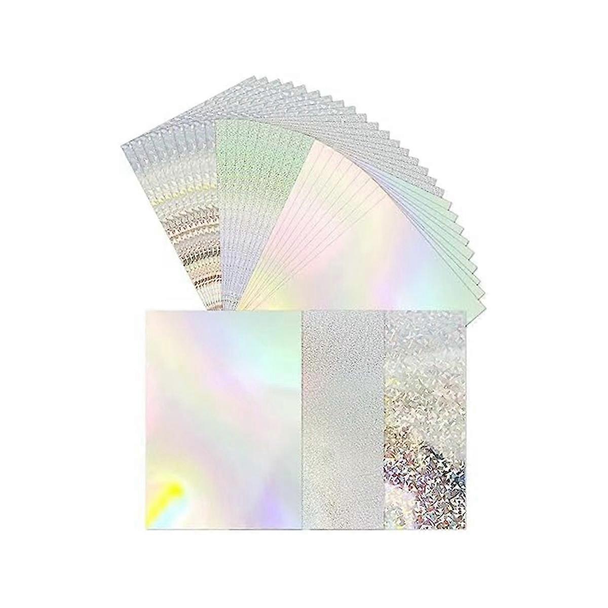 30-Pack Metallic Holographic Cardstock Shiny Fluorescent A4 Thick Cardstock Mirror Paper for Card M