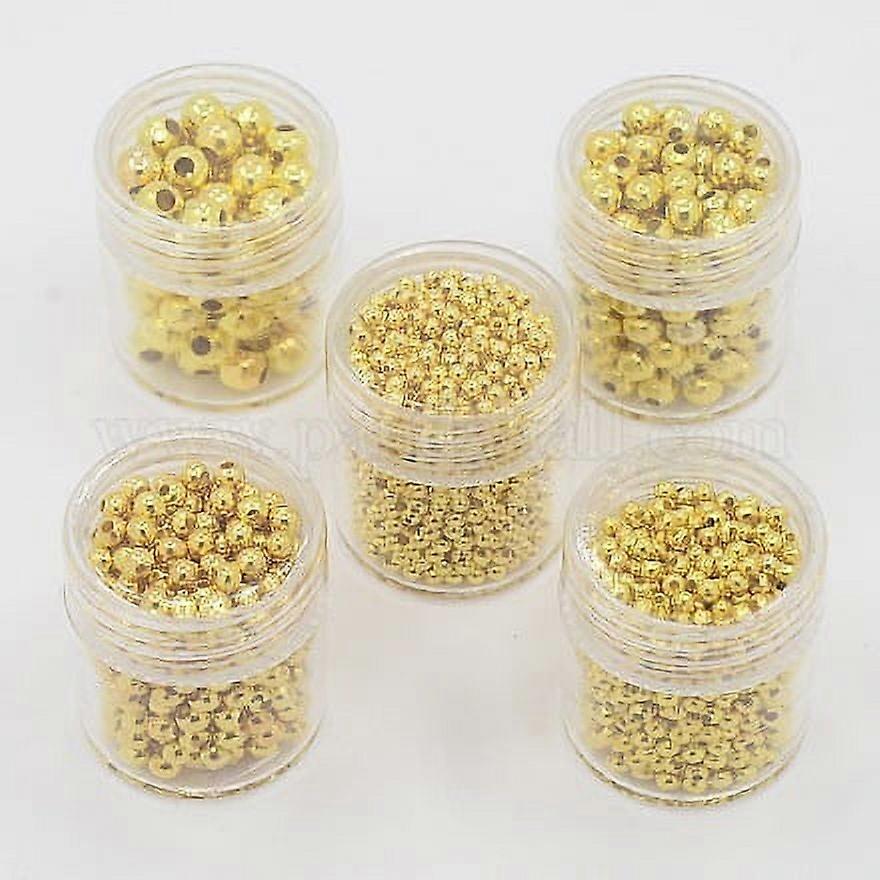 5 Boxs Iron Round Spacer Beads Golden