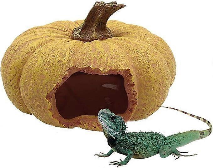 Lizard Hideout Cave,Pumpkin House Reptile Hideout Cave Reptile Hideaway Habitat Decor Chameleons Rest Hut for Turtles Lizards Gecko Spider Chameleons