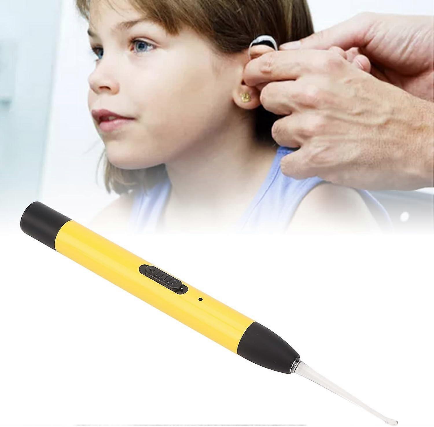 LED Light Earpick, LED Ear Wax Remover, Rechargeable Double Light Source Yellow Portable Lighted
